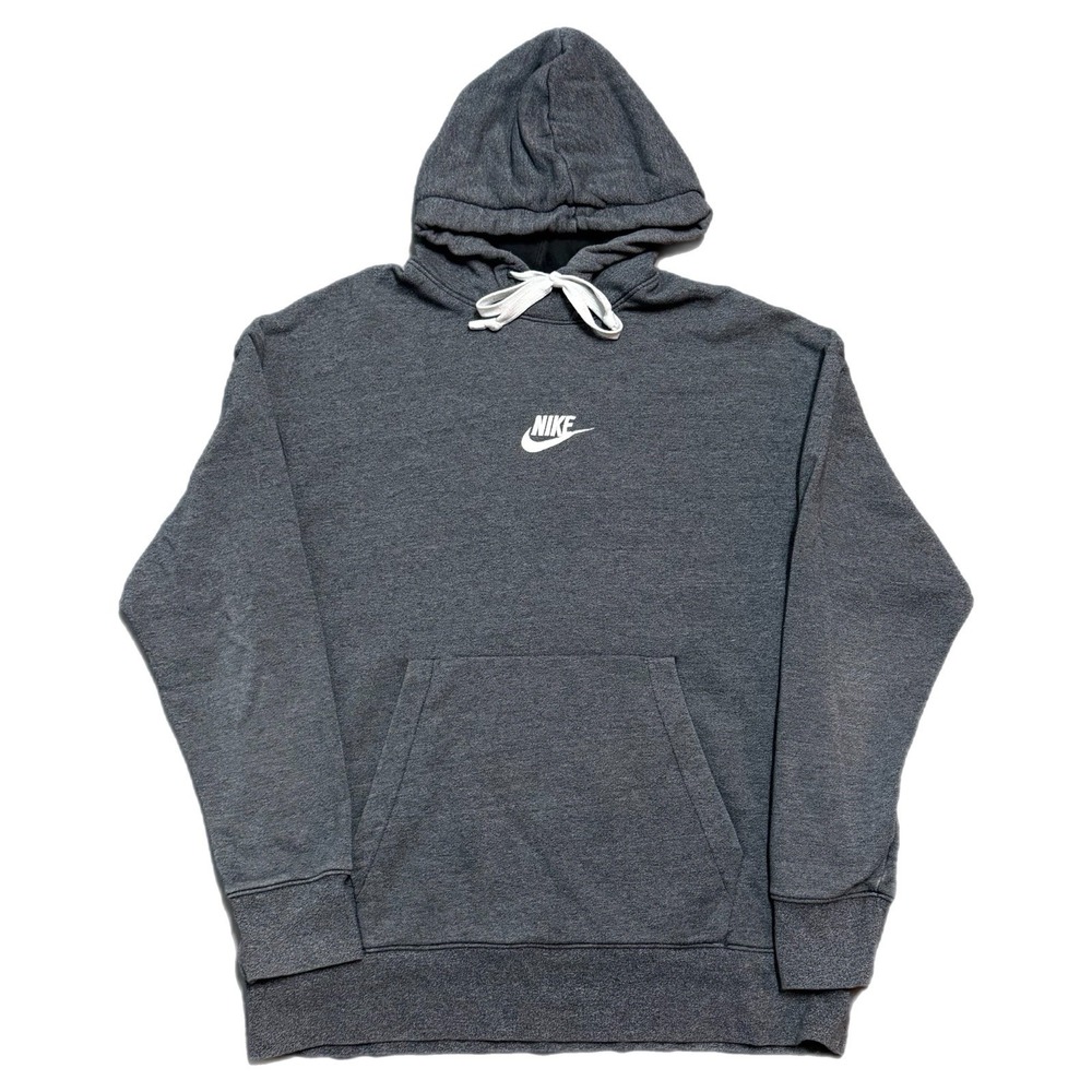 Men's Nike Center Swoosh Gray Heritage Pullover Hoodie Size Large 928437-010